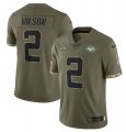 Wholesale Cheap Men's New York Jets #2 Zach Wilson 2022 Olive Salute To Service Limited Stitched Jersey
