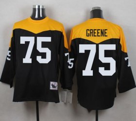 Wholesale Cheap Mitchell And Ness 1967 Steelers #75 Joe Greene Black/Yelllow Throwback Men\'s Stitched NFL Jersey