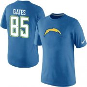 Wholesale Cheap Nike Los Angeles Chargers #85 Gates Name & Number NFL T-Shirt Electric Blue