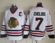 Wholesale Cheap Blackhawks #7 Chris Chelios White CCM Throwback Stitched NHL Jersey