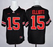 Wholesale Cheap Men's Ohio State Buckeyes #15 Ezekiel Elliott Black With Red College Football Nike Limited Jersey