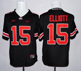 Wholesale Cheap Men\'s Ohio State Buckeyes #15 Ezekiel Elliott Black With Red College Football Nike Limited Jersey