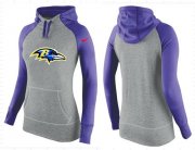 Wholesale Cheap Women's Nike Baltimore Ravens Performance Hoodie Grey & Purple_2