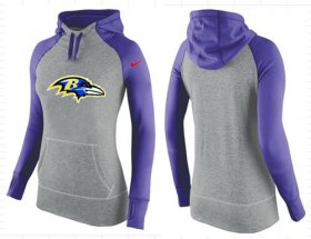 Wholesale Cheap Women\'s Nike Baltimore Ravens Performance Hoodie Grey & Purple_2