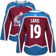 Wholesale Cheap Adidas Avalanche #19 Joe Sakic Burgundy Home Authentic Women's Stitched NHL Jersey