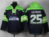 Wholesale Cheap Nike Seahawks #25 Richard Sherman Navy Blue Player Pullover NFL Hoodie