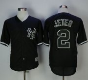 Wholesale Cheap Yankees #2 Derek Jeter Black Fashion Stitched MLB Jersey