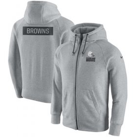 Wholesale Cheap Men\'s Cleveland Browns Nike Ash Gridiron Gray 2.0 Full-Zip Hoodie