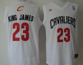 Wholesale Cheap Cleveland Cavaliers #23 King James Nickname White With Black Fashion Jersey