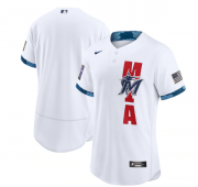 Wholesale Cheap Men's Miami Marlins Blank 2021 White All-Star Flex Base Stitched MLB Jersey