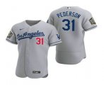 Wholesale Cheap Men's Los Angeles Dodgers #31 Joc Pederson Gray 2020 World Series Authentic Road Flex Nike Jersey