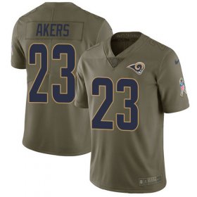 Wholesale Cheap Nike Rams #23 Cam Akers Olive Men\'s Stitched NFL Limited 2017 Salute To Service Jersey