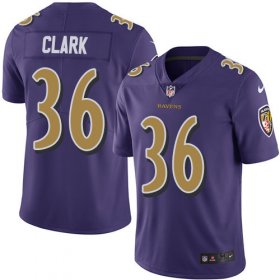 Wholesale Cheap Nike Ravens #36 Chuck Clark Purple Youth Stitched NFL Limited Rush Jersey