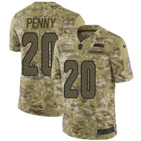 Wholesale Cheap Nike Seahawks #20 Rashaad Penny Camo Youth Stitched NFL Limited 2018 Salute to Service Jersey