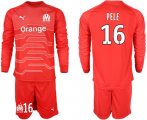 Wholesale Cheap Marseille #16 Pele Red Goalkeeper Long Sleeves Soccer Club Jersey