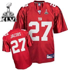 Wholesale Cheap Giants Brandon Jacobs #27 Red Super Bowl XLVI Embroidered NFL Jersey