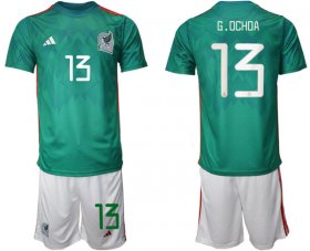 Wholesale Men\'s Mexico #13 G.ochoa Green Home Soccer Jersey Suit