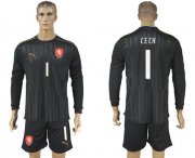Wholesale Cheap Czech #1 Cech Black Long Sleeves Goalkeeper Soccer Country Jersey