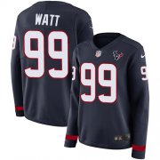 Wholesale Cheap Nike Texans #99 J.J. Watt Navy Blue Team Color Women's Stitched NFL Limited Therma Long Sleeve Jersey