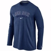 Wholesale Cheap Boston Red Sox Long Sleeve MLB T-Shirt Dark Blue