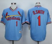 Wholesale Cheap Cardinals #1 Ozzie Smith Blue 1982 Turn Back The Clock Stitched MLB Jersey