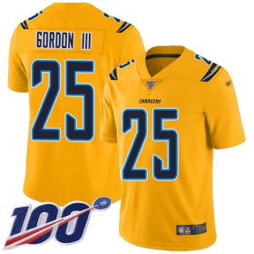 Wholesale Cheap Nike Chargers #25 Melvin Gordon III Gold Men\'s Stitched NFL Limited Inverted Legend 100th Season Jersey