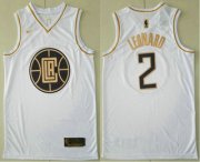 Wholesale Cheap Men's Los Angeles Clippers #2 Kawhi Leonard White Golden Nike Swingman Stitched NBA Jersey