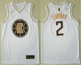 Wholesale Cheap Men\'s Los Angeles Clippers #2 Kawhi Leonard White Golden Nike Swingman Stitched NBA Jersey