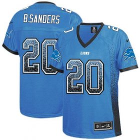 Wholesale Cheap Nike Lions #20 Barry Sanders Light Blue Team Color Women\'s Stitched NFL Elite Drift Fashion Jersey