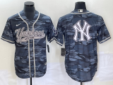 Wholesale Cheap Men's New York Yankees Gray Camo Team Big Logo With Patch Cool Base Stitched Baseball Jersey