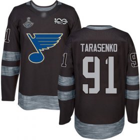 Wholesale Cheap Adidas Blues #91 Vladimir Tarasenko Black 1917-2017 100th Anniversary Stanley Cup Champions Stitched NHL Jersey