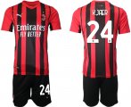 Wholesale Cheap Men 2021-2022 Club AC Milan home red 24 Soccer Jersey