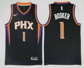 Wholesale Cheap Men\'s Phoenix Suns #1 Devin Booker Black 2017-2018 Nike Icon Edition Swingman Jersey