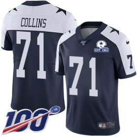 Wholesale Cheap Nike Cowboys #71 La\'el Collins Navy Blue Thanksgiving Men\'s Stitched With Established In 1960 Patch NFL 100th Season Vapor Untouchable Limited Throwback Jersey
