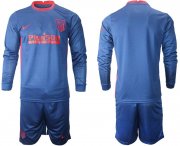 Wholesale Cheap Men 2020-2021 club Atletico Madrid away long sleeves blue Soccer Jerseys