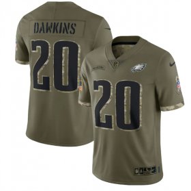 Wholesale Cheap Men\'s Philadelphia Eagles #20 Brian Dawkins 2022 Olive Salute To Service Limited Stitched Jersey