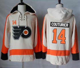 Wholesale Cheap Flyers #14 Sean Couturier Cream Sawyer Hooded Sweatshirt Stitched NHL Jersey