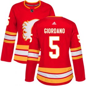Wholesale Cheap Adidas Flames #5 Mark Giordano Red Alternate Authentic Women\'s Stitched NHL Jersey
