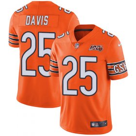 Wholesale Cheap Nike Bears #25 Mike Davis Orange Men\'s 100th Season Stitched NFL Limited Rush Jersey
