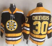 Wholesale Cheap Bruins #30 Gerry Cheevers Black/Yellow CCM Throwback New Stitched NHL Jersey