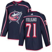 Wholesale Cheap Adidas Blue Jackets #71 Nick Foligno Navy Blue Home Authentic Stitched NHL Jersey