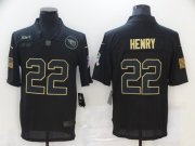 Wholesale Cheap Men's Tennessee Titans #22 Derrick Henry Black 2020 Salute To Service Stitched NFL Nike Limited Jersey