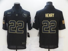 Wholesale Cheap Men\'s Tennessee Titans #22 Derrick Henry Black 2020 Salute To Service Stitched NFL Nike Limited Jersey