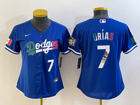 Wholesale Cheap Women\'s Los Angeles Dodgers #7 Julio Urias Blue 2020 World Series Cool Base Nike Jersey3
