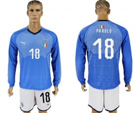 Wholesale Cheap Italy #18 Parolo Blue Home Long Sleeves Soccer Country Jersey
