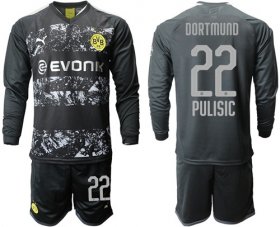 Wholesale Cheap Dortmund #22 Pulisic Away Long Sleeves Soccer Club Jersey