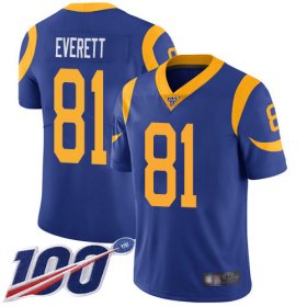 Wholesale Cheap Nike Rams #81 Gerald Everett Royal Blue Alternate Men\'s Stitched NFL 100th Season Vapor Limited Jersey