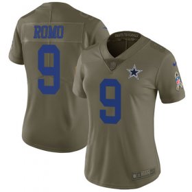 Wholesale Cheap Nike Cowboys #9 Tony Romo Olive Women\'s Stitched NFL Limited 2017 Salute to Service Jersey