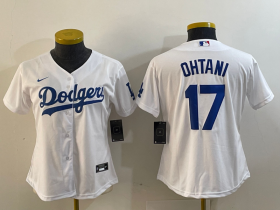Cheap Women\'s Los Angeles Dodgers #17 Shohei Ohtani White Stitched Cool Base Nike Jersey