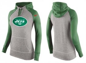 Wholesale Cheap Women\'s Nike New York Jets Performance Hoodie Grey & Green_2
